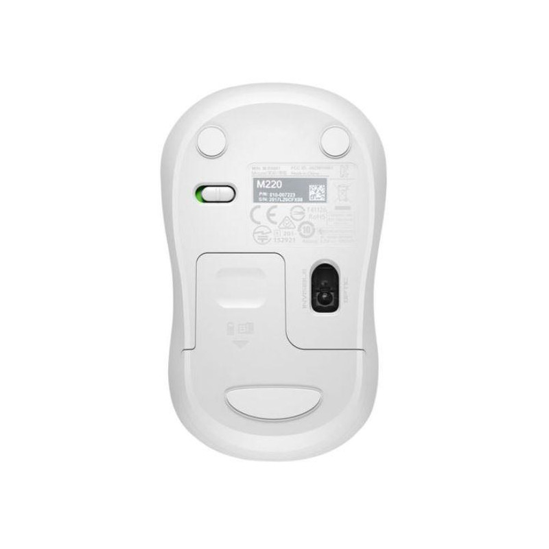 MOUSE USB OPTICAL WRL M220/SILENT WH 910-006128 LOGITECH
