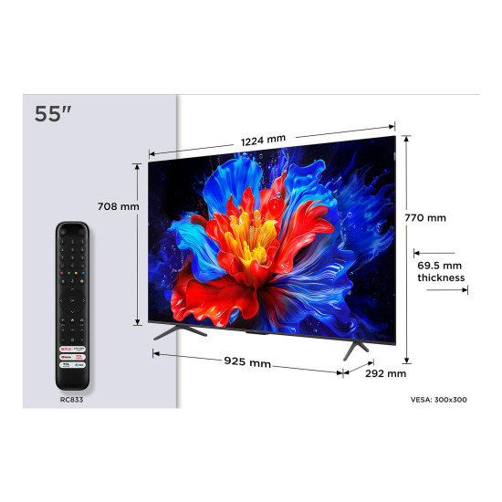 TV Set TCL 55 " 4K Ultra HD 3840 x 2160 pixels Flat 16:9 QLED 55P8K
