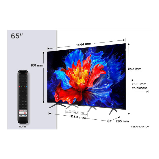 TV Set TCL 65 " 4K Ultra HD 3840 x 2160 pixels Flat 16:9 QLED 65P8K