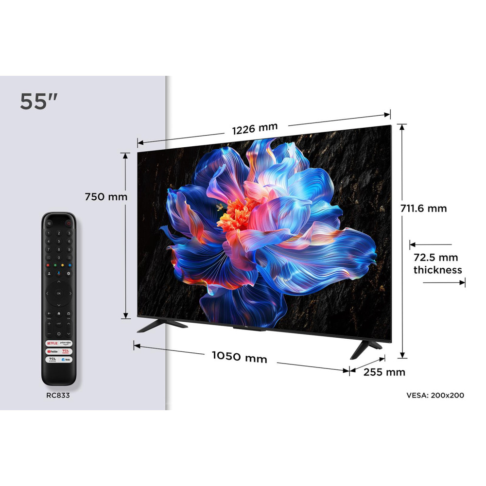 TV Set TCL 55 " 4K Ultra HD 3840 x 2160 pixels Flat 16:9 DLED 55V6C