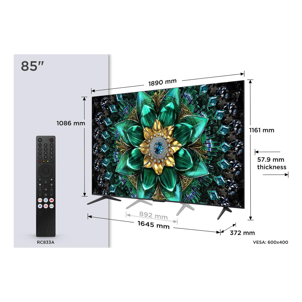 TV Set TCL 85 " 4K Ultra HD 3840 x 2160 pixels Flat 16:9 QD-Mini LED 85Q6C