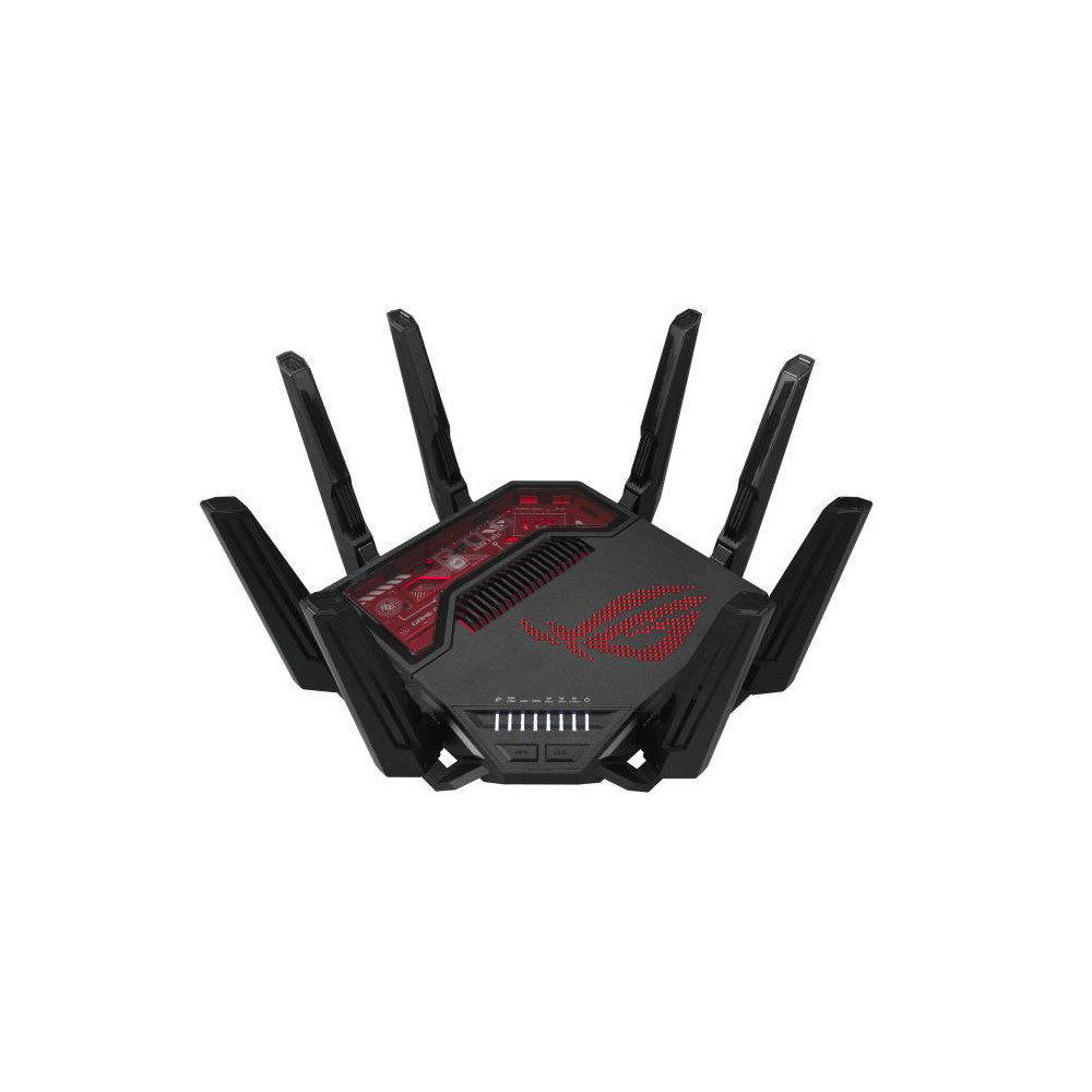 Wireless Router ASUS Wireless Router 19000 Mbps Wi-Fi 6 Wi-Fi 7 IEEE 802.11a IEEE 802.11b IEEE 802.11g IEEE 802.11n IEEE 802.11ac IEEE 802.11ax USB 2.0 USB 3.2 1x10/100/1000M 1x2.5GbE 1x10GbE Number of antennas 8 GT-BE19000