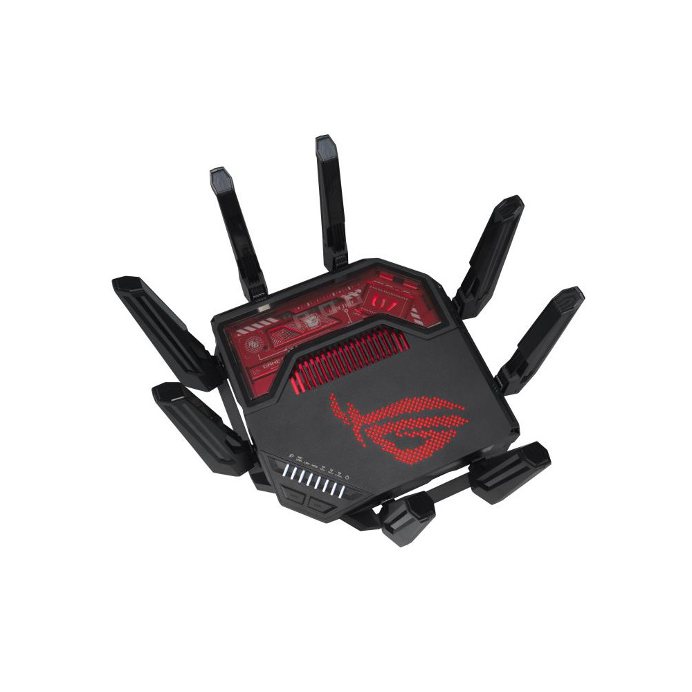 Wireless Router ASUS Wireless Router 19000 Mbps Wi-Fi 6 Wi-Fi 7 IEEE 802.11a IEEE 802.11b IEEE 802.11g IEEE 802.11n IEEE 802.11ac IEEE 802.11ax USB 2.0 USB 3.2 1x10/100/1000M 1x2.5GbE 1x10GbE Number of antennas 8 GT-BE19000