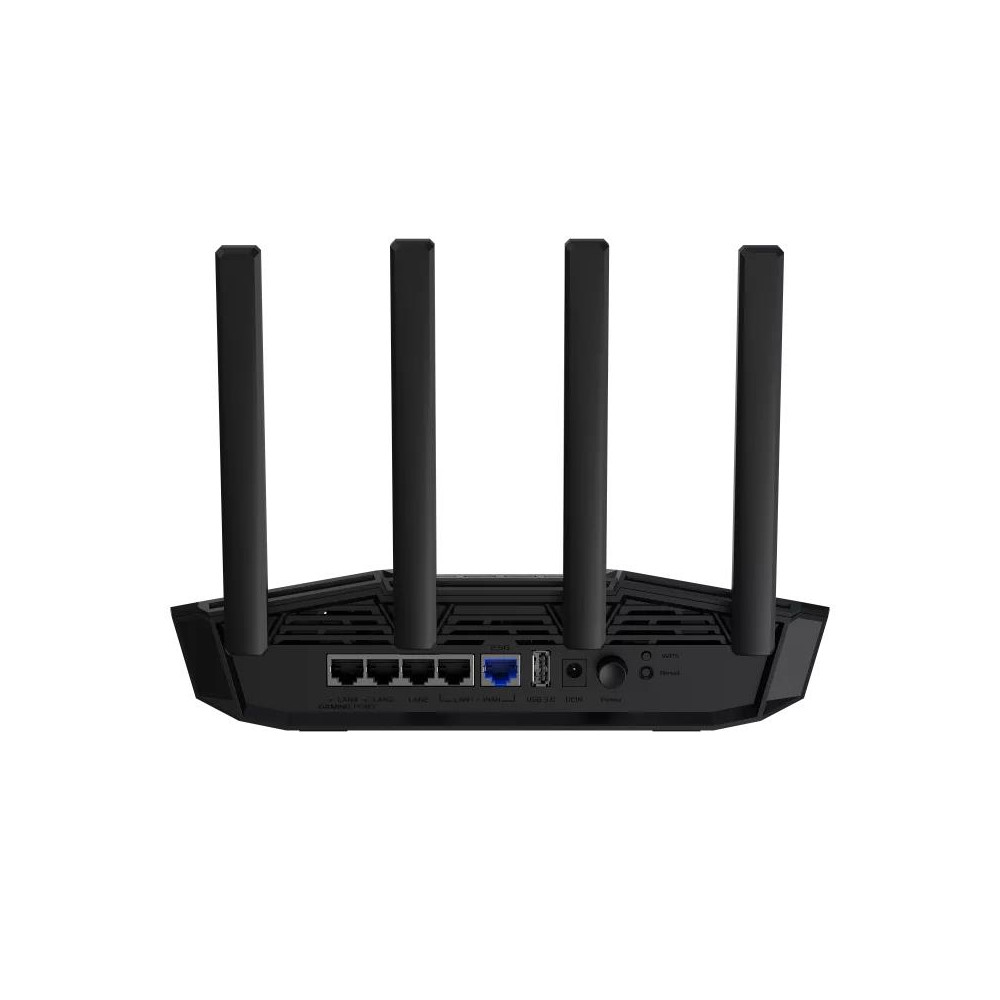 Wireless Router ASUS Wi-Fi 7 (802.11be) Data speed 2882 Mbit/s Ethernet WAN Yes WAN connection type RJ-45 Ethernet LAN Yes 5xLAN ports USB port Yes TUFGAMINGBE3600