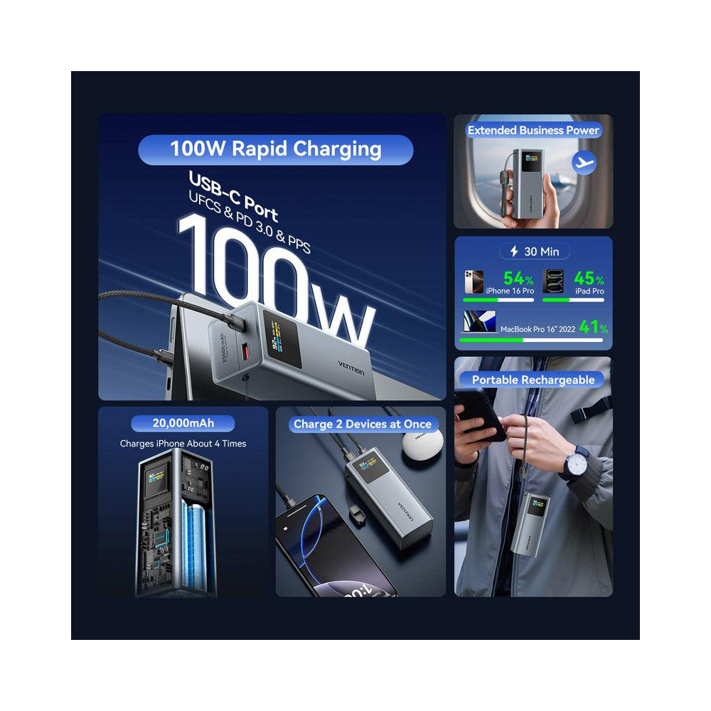POWER BANK USB 20000MAH 100W/FKCH0 VENTION