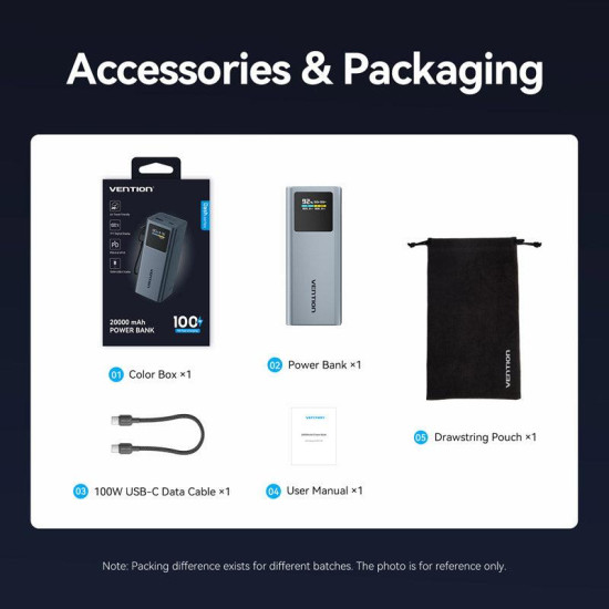 POWER BANK USB 20000MAH 100W/FKCH0 VENTION