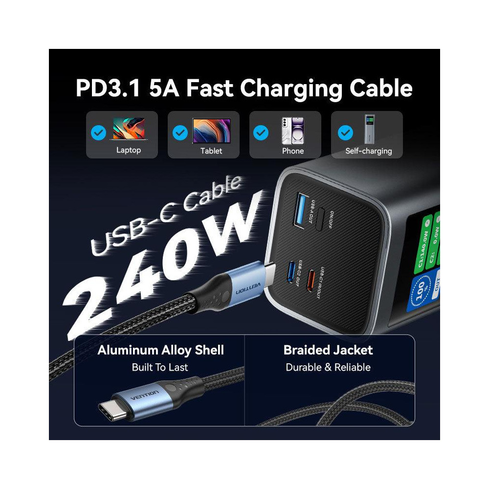 POWER BANK USB 27000MAH 140W/FKEH0 VENTION