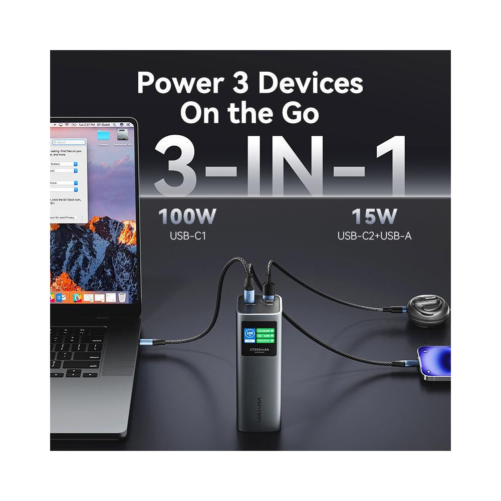 POWER BANK USB 27000MAH 140W/FKEH0 VENTION