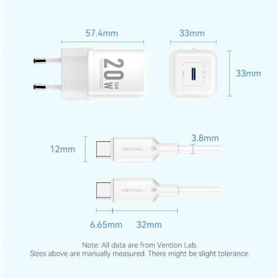 MOBILE CHARGER WALL USB-C/20W TZ-FEPW0-EU-01 VENTION
