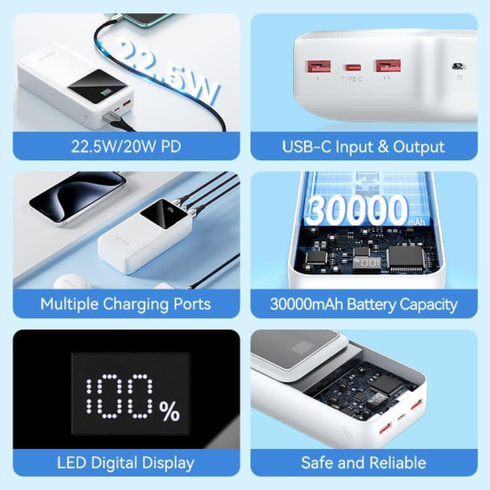 POWER BANK USB 30000MAH 22.5W/BLACK FHMB0 VENTION