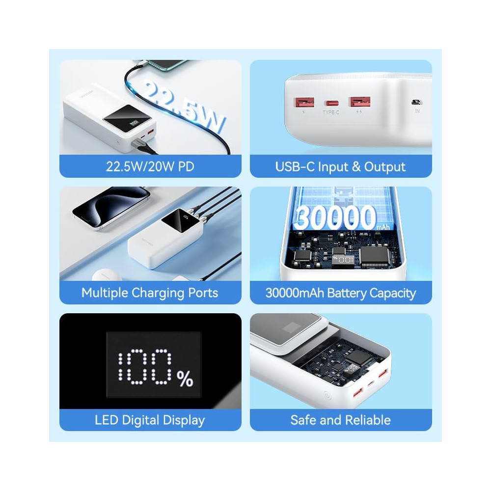 POWER BANK USB 30000MAH 22.5W/BLACK FHMB0 VENTION