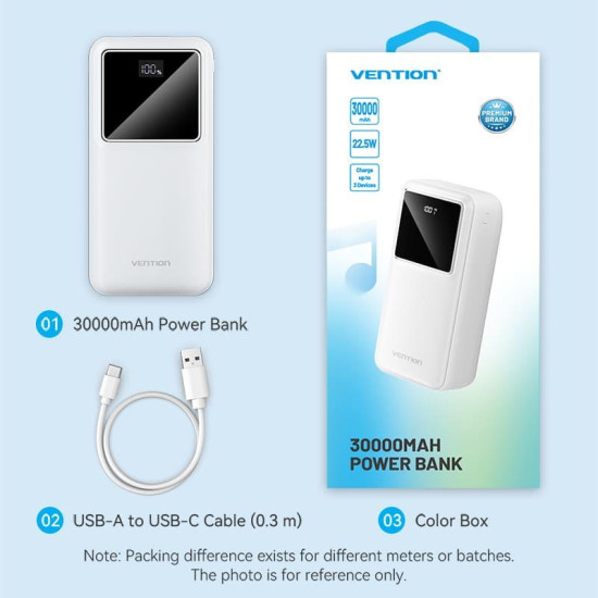 POWER BANK USB 30000MAH 22.5W/BLACK FHMB0 VENTION