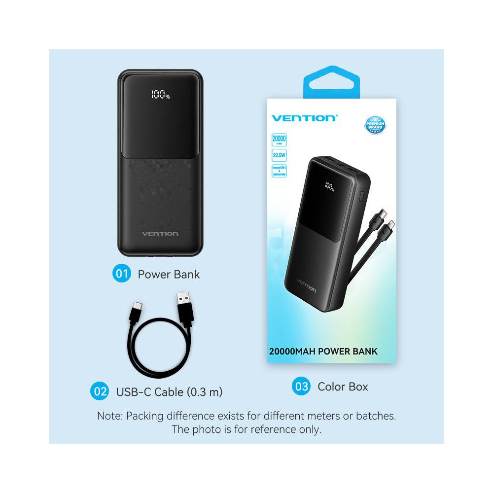 POWER BANK USB 20000MAH 22.5W/BLACK FHPB0 VENTION