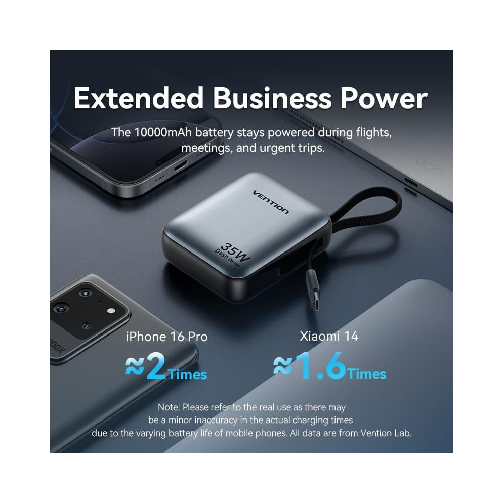 POWER BANK USB 10000MAH 35W/MINI GRAY FHEH0 VENTION