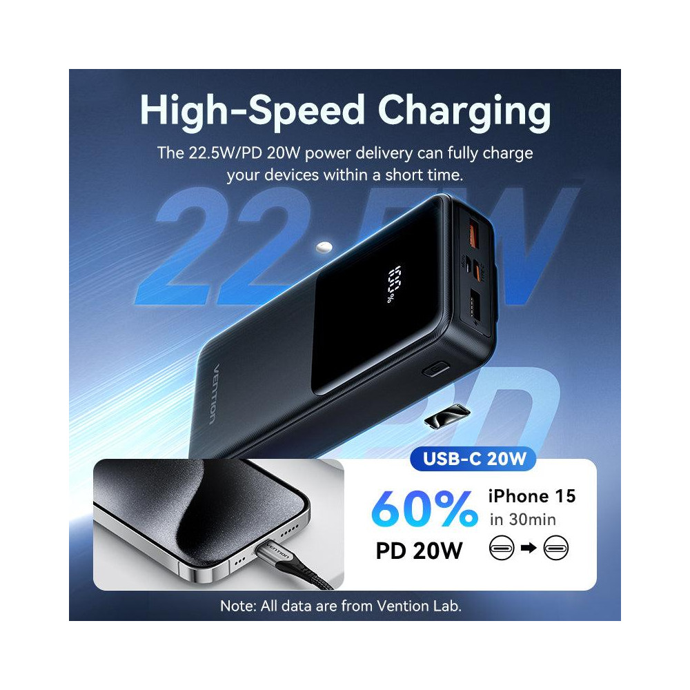 POWER BANK USB 20000MAH 22.5W/WHITE FHPW0 VENTION