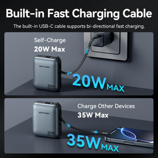POWER BANK USB 10000MAH 35W/MINI BEIGE FHEN0 VENTION