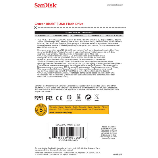 MEMORY DRIVE FLASH USB2 16GB/SDCZ50C-016G-B35W SANDISK