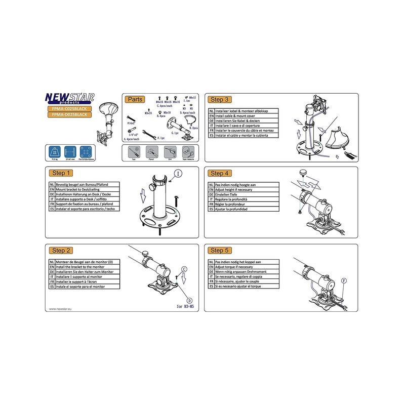 TV SET ACC CEILING MOUNT 10-26/FPMA-C025BLACK NEOMOUNTS
