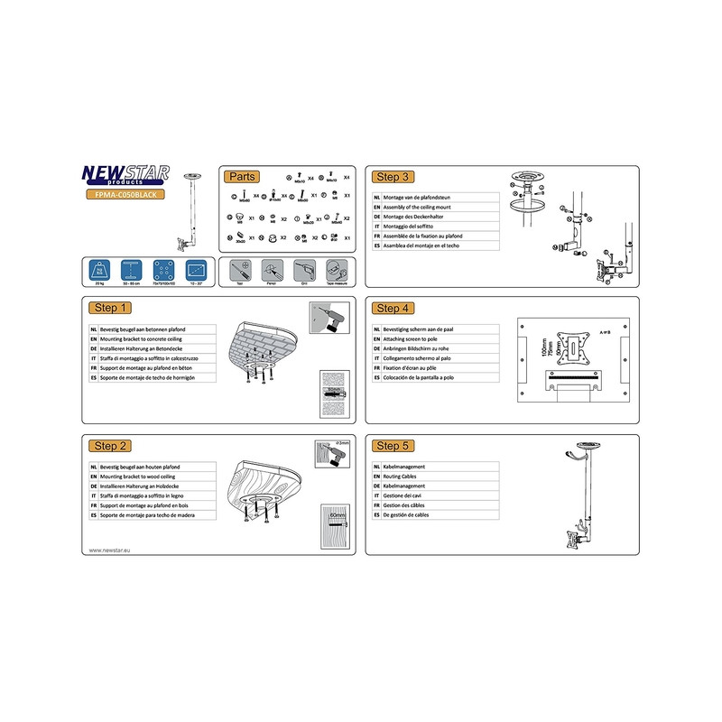 TV SET ACC CEILING MOUNT 10-30/FPMA-C050BLACK NEOMOUNTS