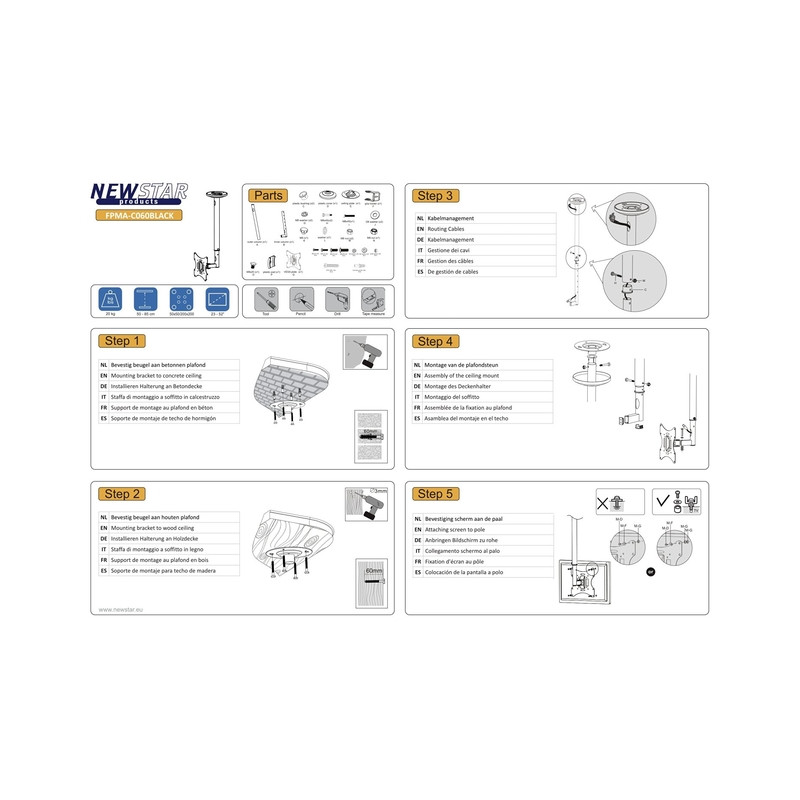 TV SET ACC CEILING MOUNT 10-40/FPMA-C060BLACK NEOMOUNTS