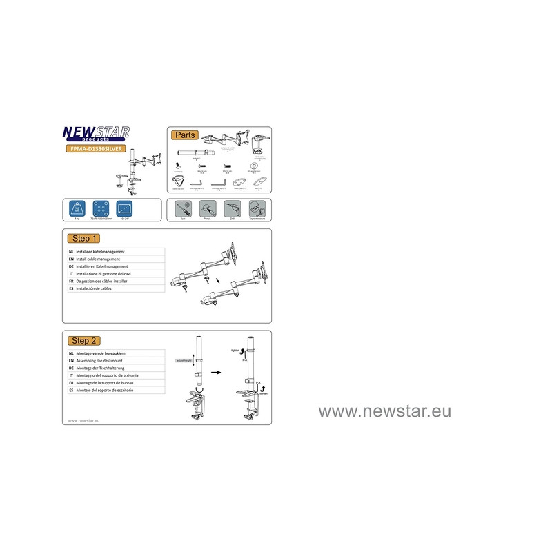 TV SET ACC DESK MOUNT 10-24"/FPMA-D1330SILVER NEOMOUNTS