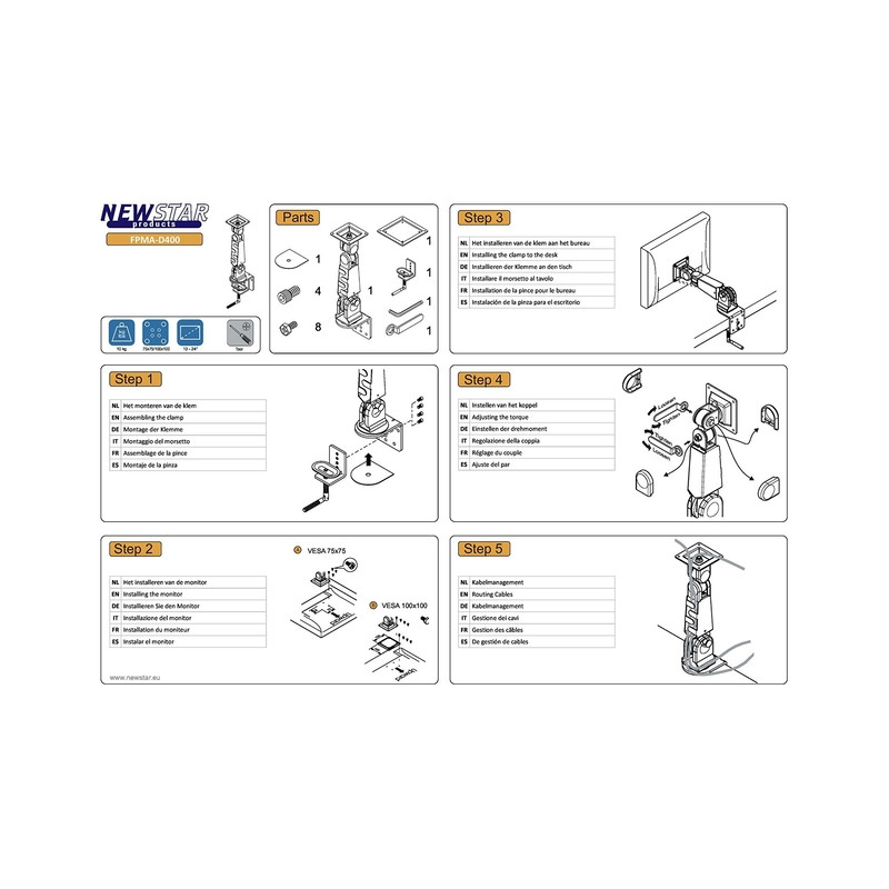 TV SET ACC DESK MOUNT GREY/10-30" FPMA-D400 NEOMOUNTS