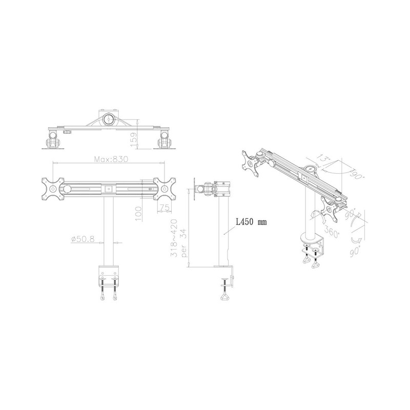 TV SET ACC DESK MOUNT BLACK/19-27" FPMA-D700D NEOMOUNTS