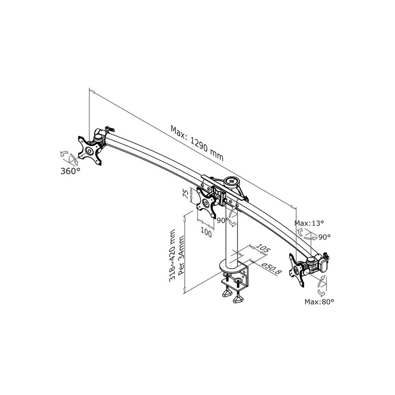 TV SET ACC DESK MOUNT BLACK/19-27" FPMA-D700D3 NEOMOUNTS