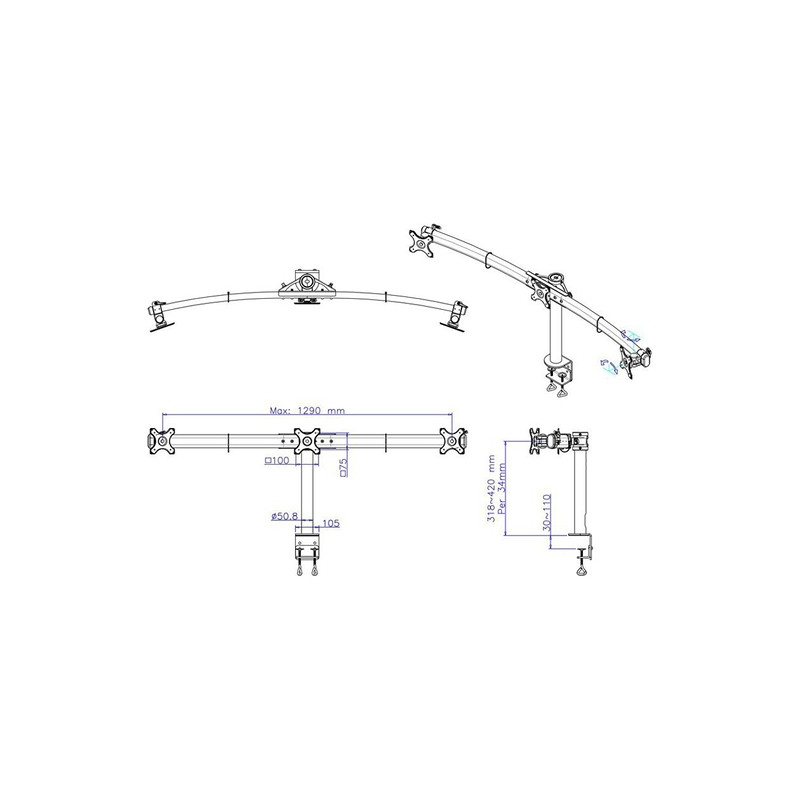 TV SET ACC DESK MOUNT BLACK/19-27" FPMA-D700D3 NEOMOUNTS