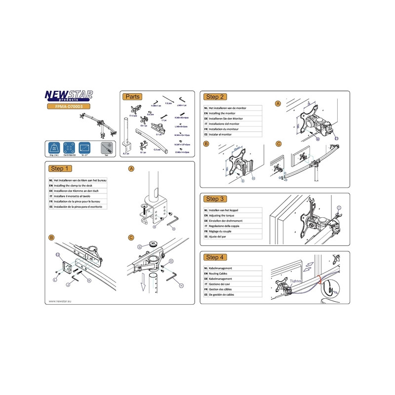 TV SET ACC DESK MOUNT BLACK/19-27" FPMA-D700D3 NEOMOUNTS