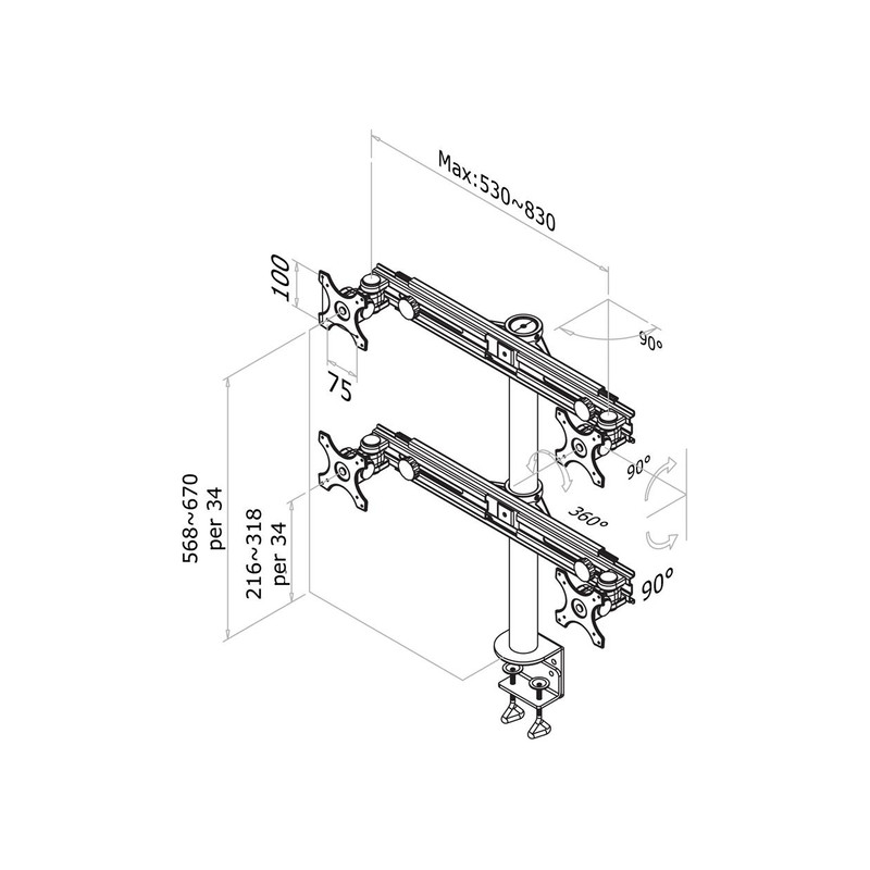 TV SET ACC DESK MOUNT BLACK/19-27" FPMA-D700D4 NEOMOUNTS