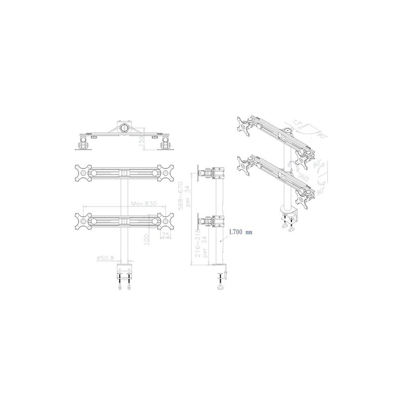 TV SET ACC DESK MOUNT BLACK/19-27" FPMA-D700D4 NEOMOUNTS
