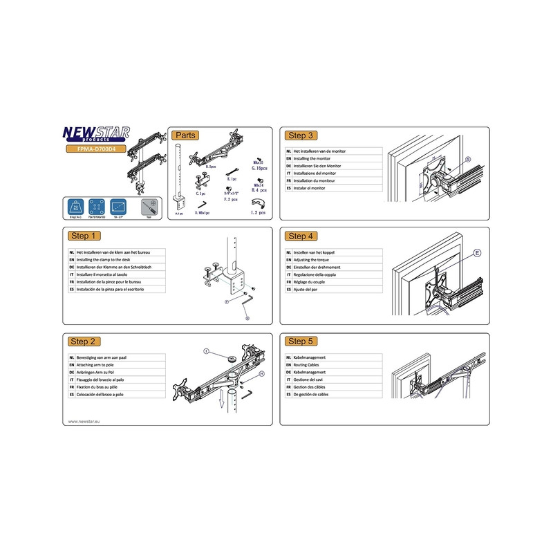 TV SET ACC DESK MOUNT BLACK/19-27" FPMA-D700D4 NEOMOUNTS