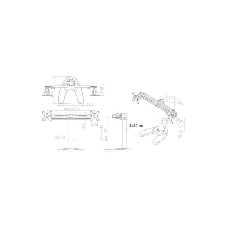 TV SET ACC DESK MOUNT BLACK/19-27" FPMA-D700DD NEOMOUNTS