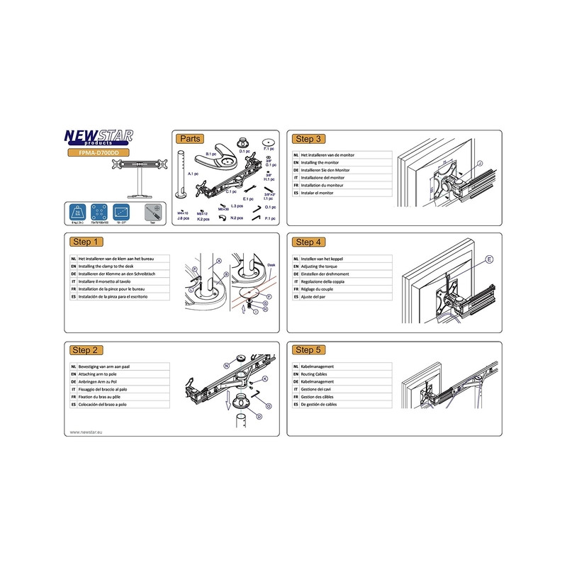 TV SET ACC DESK MOUNT BLACK/19-27" FPMA-D700DD NEOMOUNTS