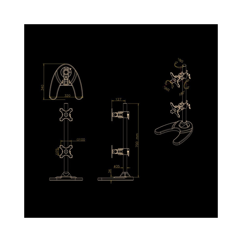 TV SET ACC DESK MOUNT BLACK/10-24" FPMA-D700DDV NEOMOUNTS