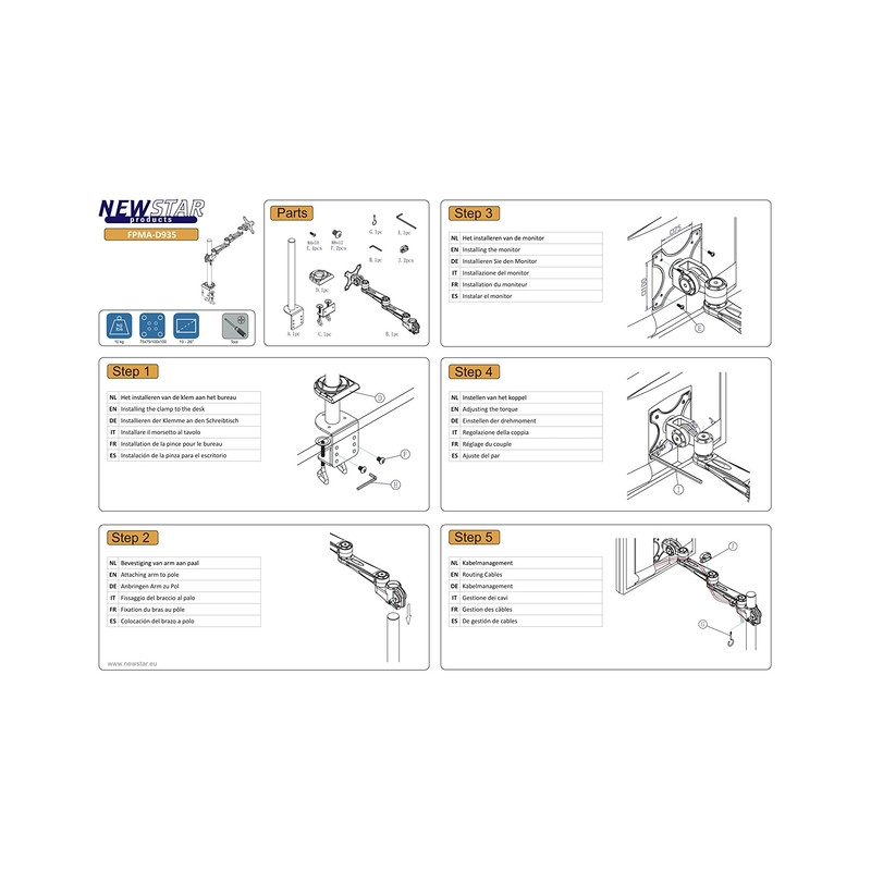 TV SET ACC DESK MOUNT SILVER/10-26" FPMA-D935 NEOMOUNTS