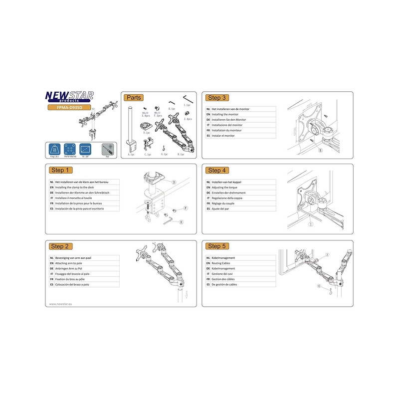 TV SET ACC DESK MOUNT SILVER/10-26" FPMA-D935D NEOMOUNTS