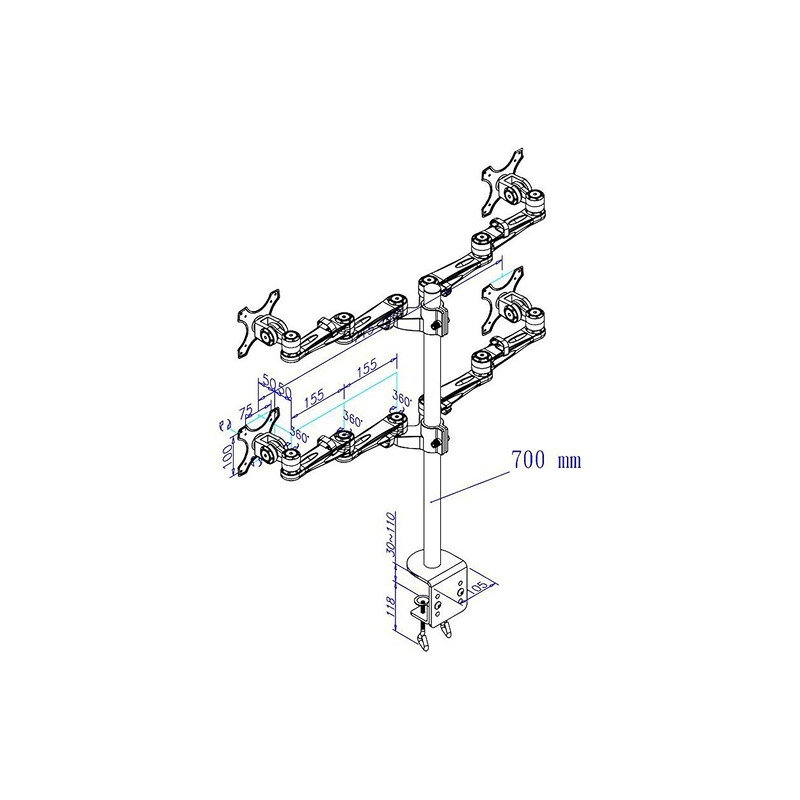 TV SET ACC DESK MOUNT SILVER/10-26" FPMA-D935D4 NEOMOUNTS