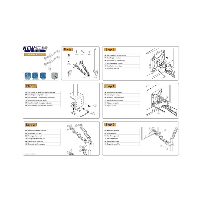 TV SET ACC DESK MOUNT SILVER/10-26" FPMA-D935D4 NEOMOUNTS