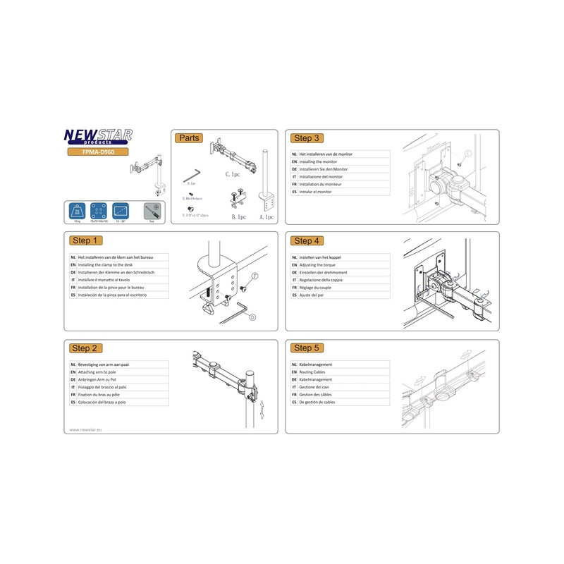 TV SET ACC DESK MOUNT BLACK/10-26" FPMA-D960 NEOMOUNTS
