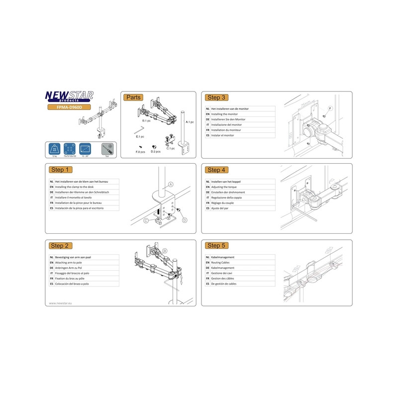TV SET ACC DESK MOUNT BLACK/10-26" FPMA-D960D NEOMOUNTS