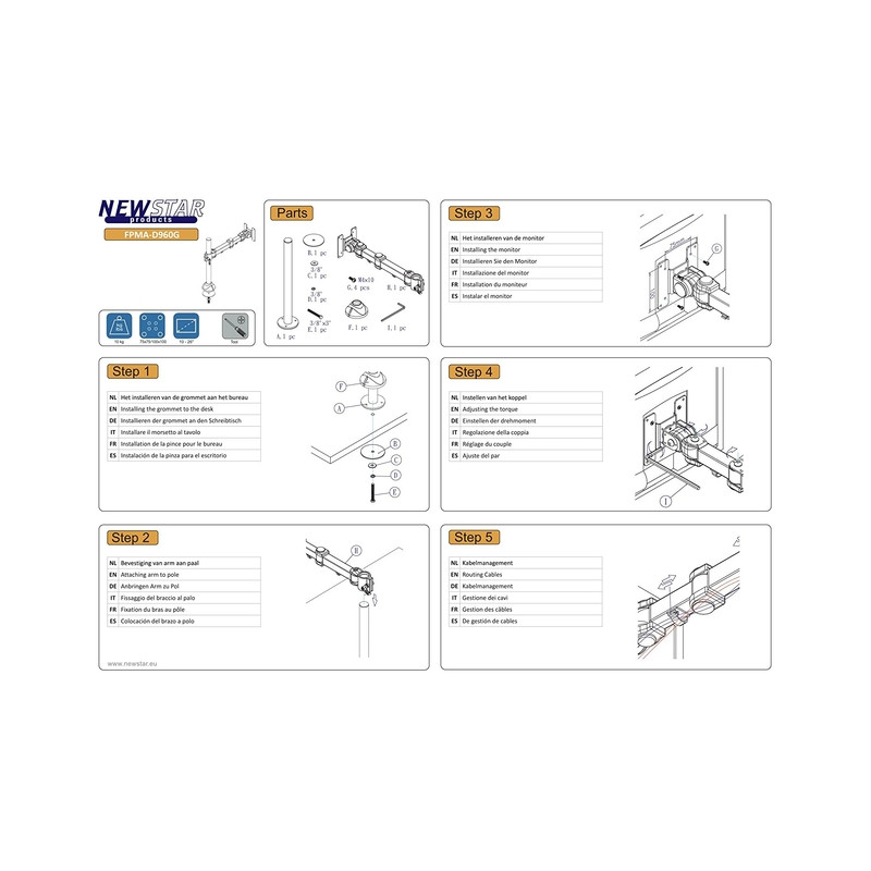 TV SET ACC DESK MOUNT BLACK/10-30" FPMA-D960G NEOMOUNTS