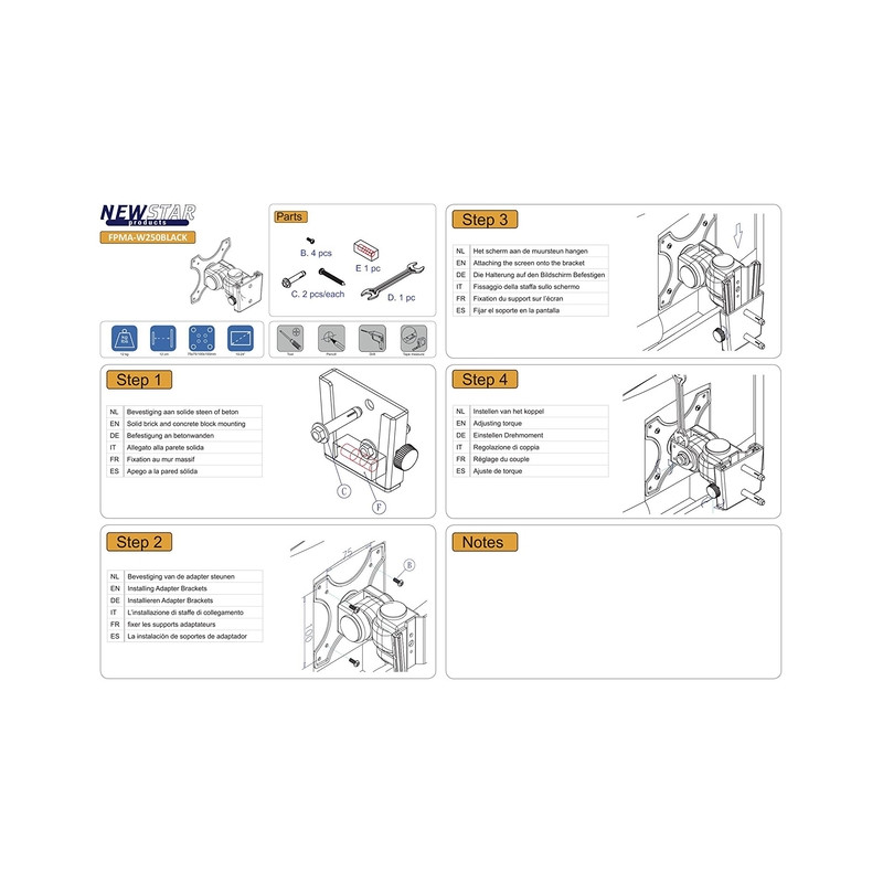 TV SET ACC WALL MOUNT 10-27"/FPMA-W250BLACK NEOMOUNTS