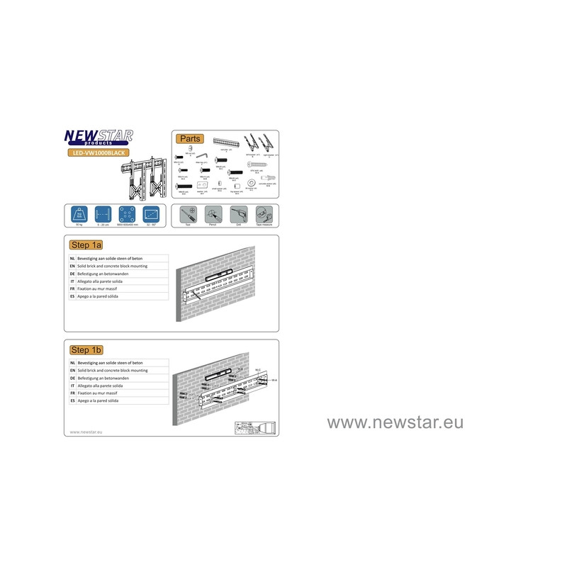 TV SET ACC WALL MOUNT BLACK/LED-VW1000BLACK NEOMOUNTS